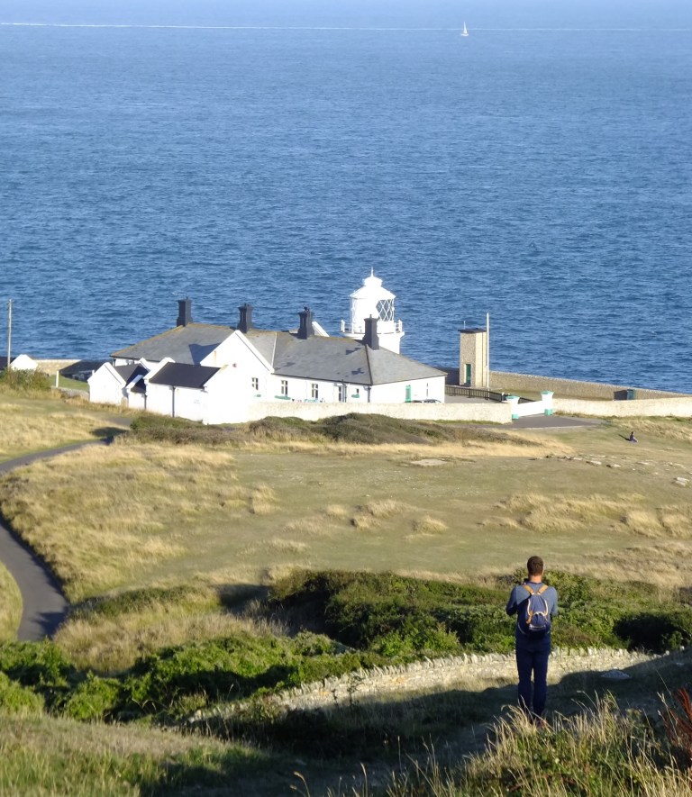 Anvil Point Lighthouse in Durlston Country Park, Swanage, Dorset, UK