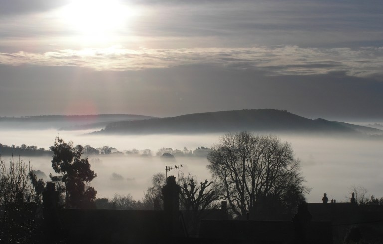 Melbury Hill during a cloud inversion, seen from Shaftesbury in Dorset