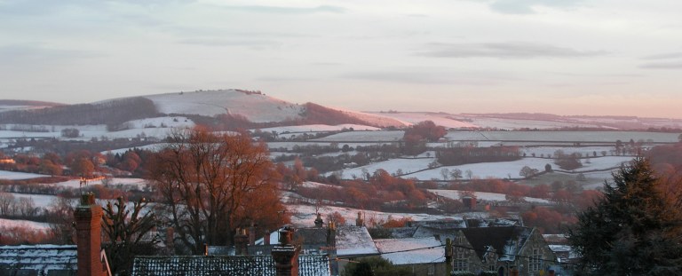 A wintery view of the Blackmore Vale in Dorset, England