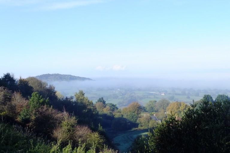 Duncliffe Hill seen during a cloud inversion from Castle Hill, Shaftesbury