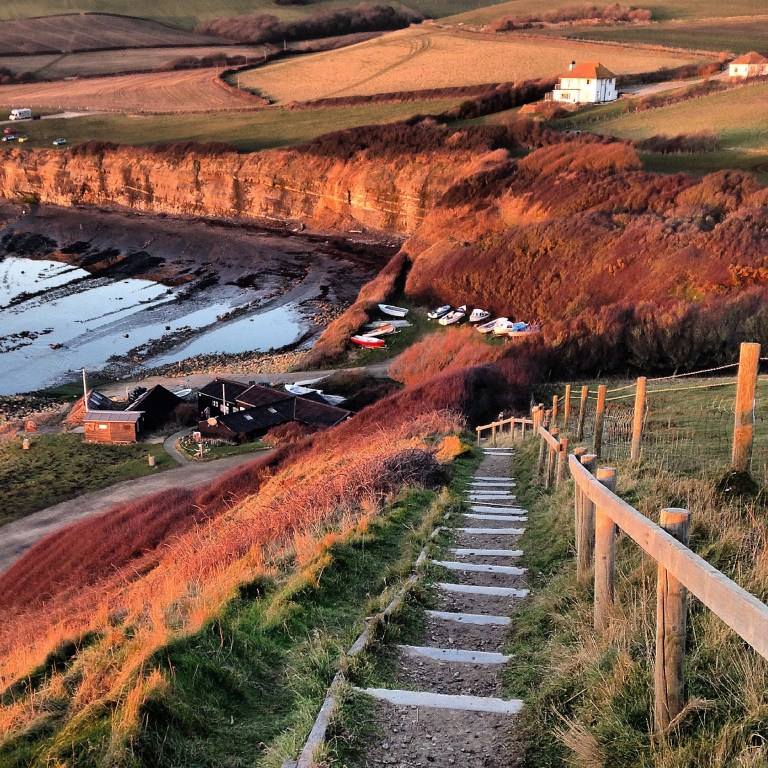 Kimmeridge Bay as seen from the cliff near Clavell Tower