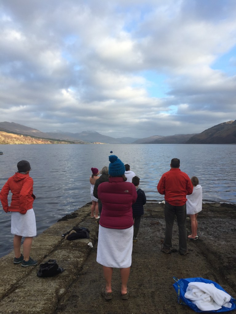 Swimming in Loch Carron in winter