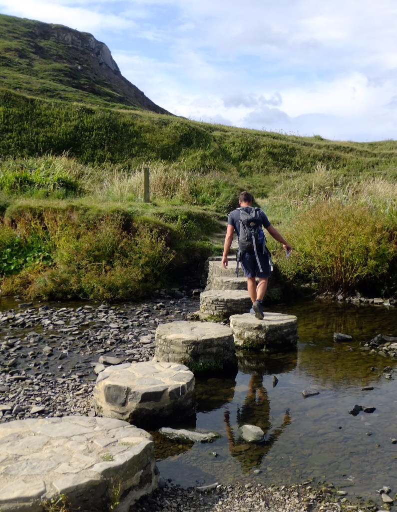 Stepping stones at Welcombe Mouth on the South West Coast Path in Devon